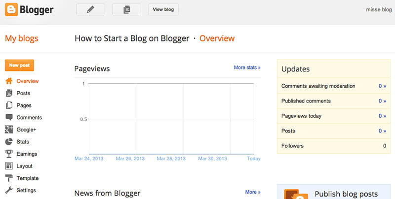 set up a blogger account