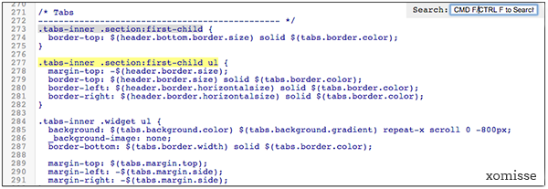 remove the border from page tabs navigation blogger