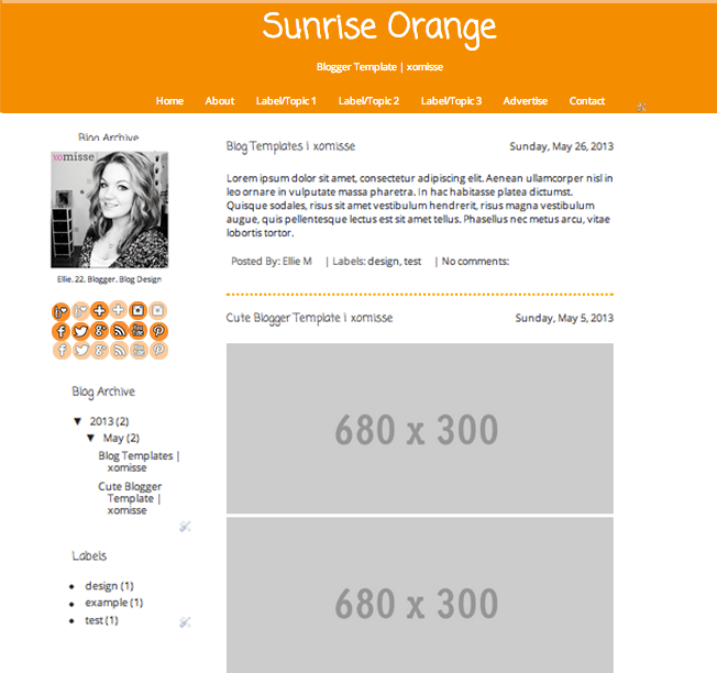 Pre Made Blogger Template Sunrise Orange