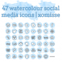 Blue Watercolour Social Media Icons