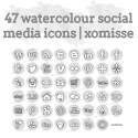 Grey Watercolour Social Media Icons