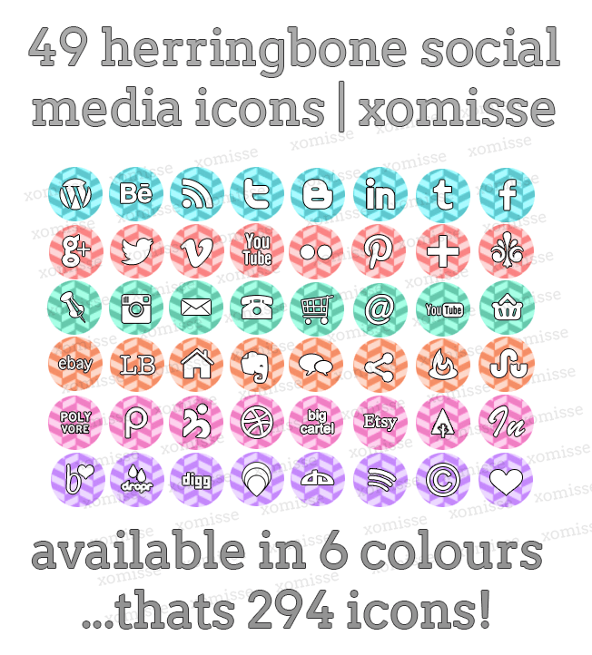 Herringbone social media icons buttons