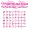 Pink Watercolour Social Media Icons