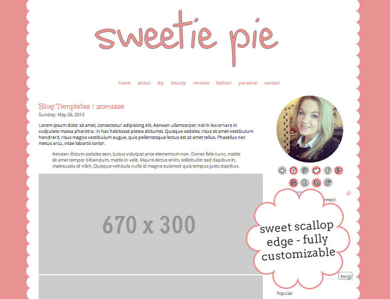 scalloped edge blogger template blog design