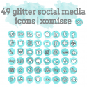 Mint Glitter Social Media Icons