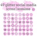 Pink Glitter Social Media Icons