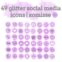 Purple Glitter Social Media Icons