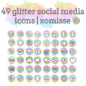 Rainbow Glitter Social Media Icons