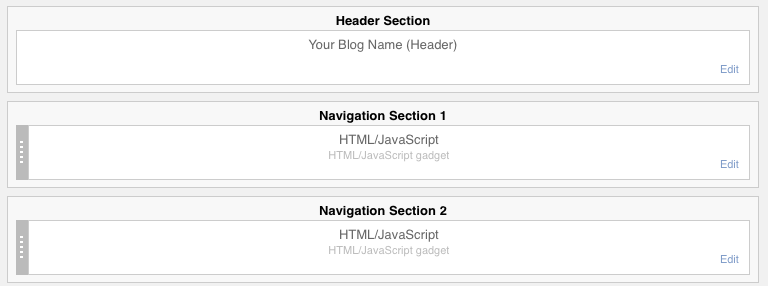 Blogger Navigation and Header Sections