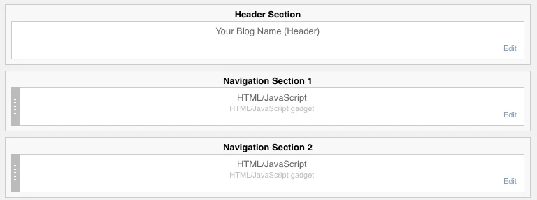 Blogger Navigation and Header Sections