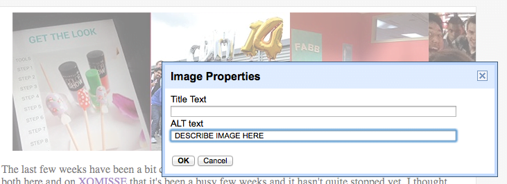 Adding alt text tags to images in blogger for SEO