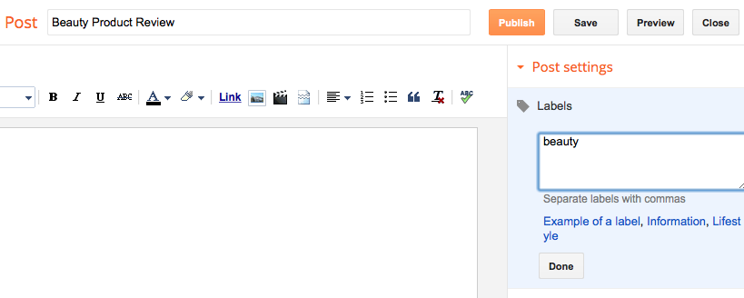 How to properly use labels as categories on Blogger