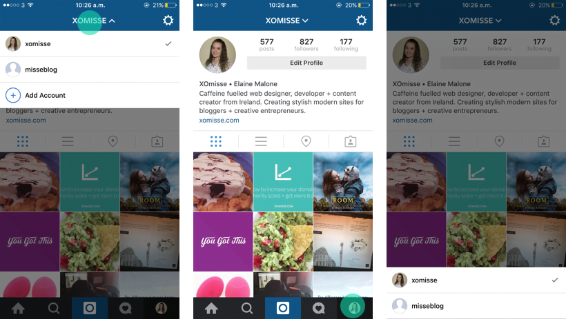 how to switch between multiple instagram accounts