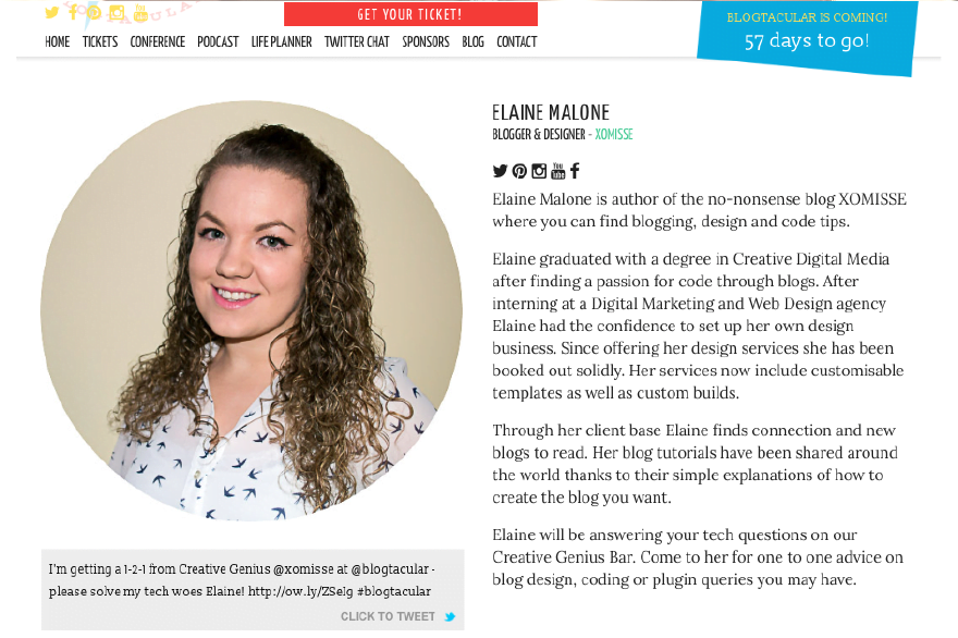 Speaker at the Blogtacular Conference 2016 London