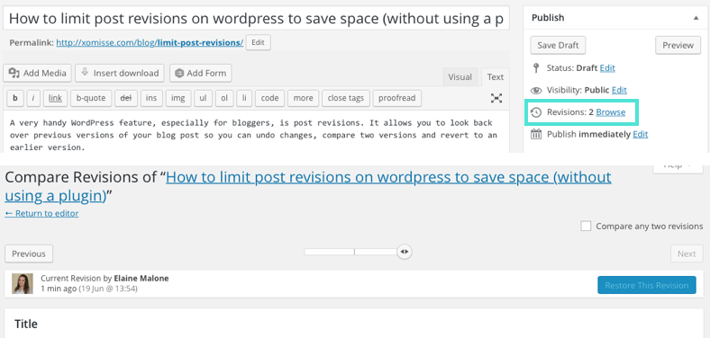 How to limit or disable post revisions on WordPress to save database space