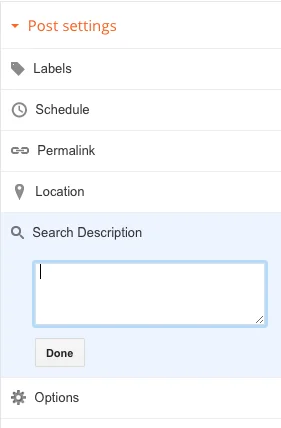 how to enable search meta description on individual posts on Blogger for search engine optimisation (SEO)