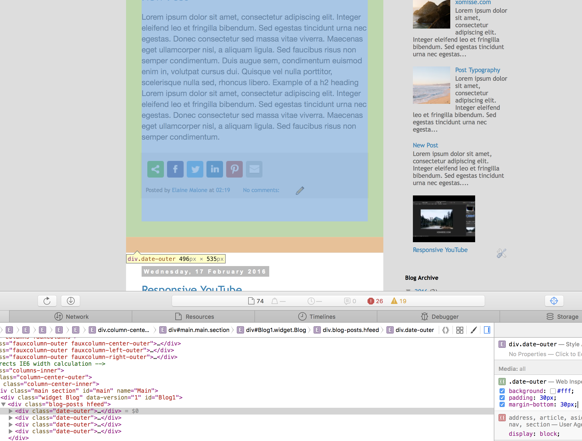 How to separate blog posts on blogger using CSS