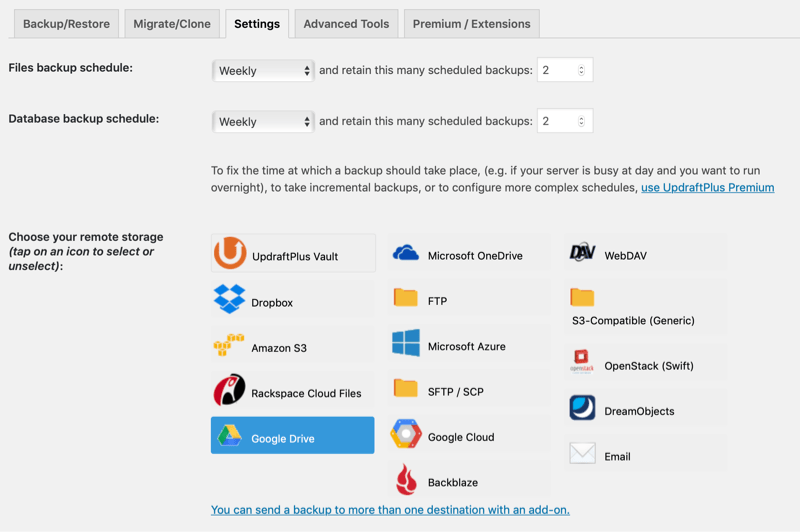 How to schedule automatic backups of your WordPress site and blog using UpDraftPlus