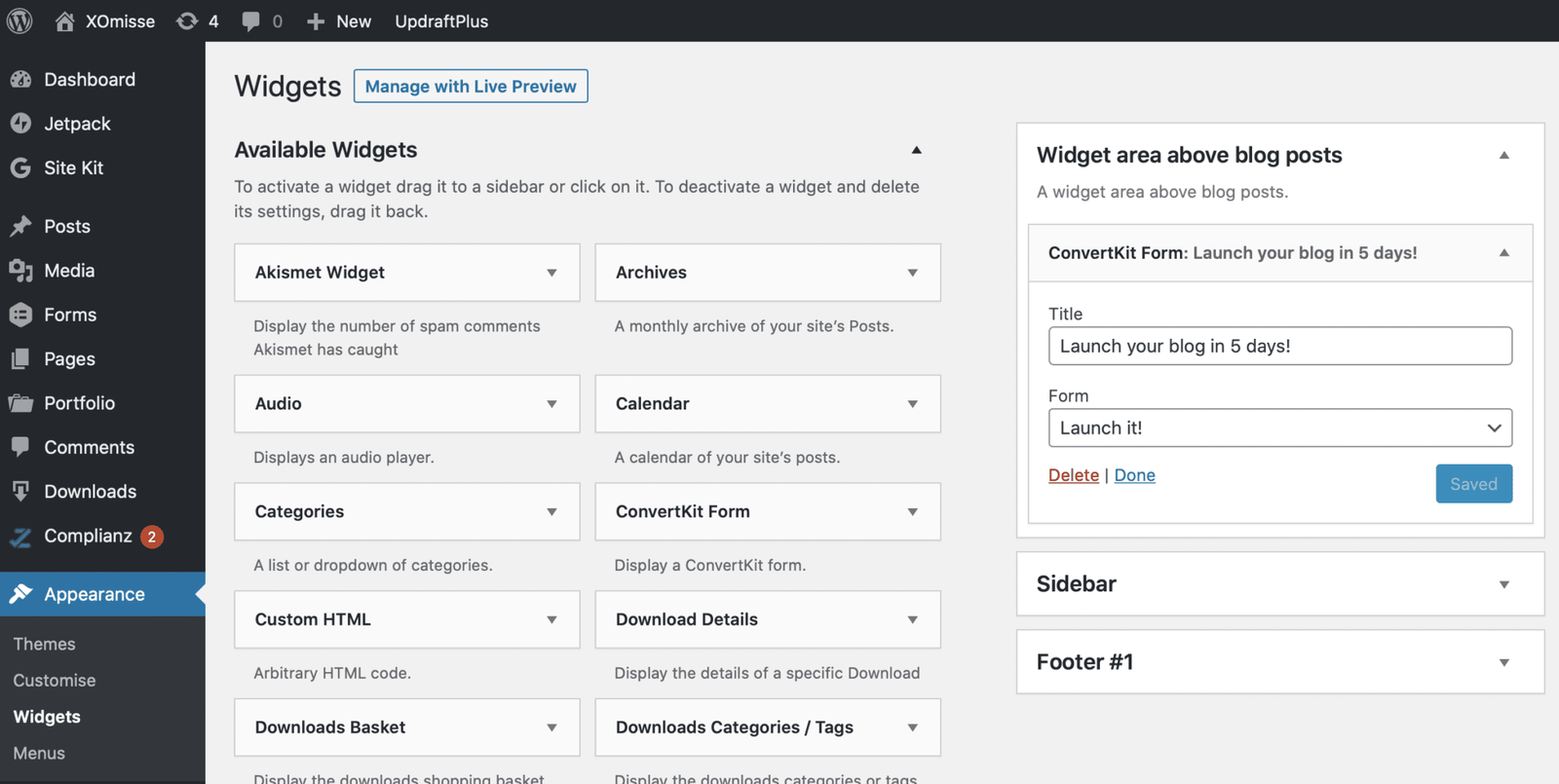 How to add a widget area above your WordPress blog posts