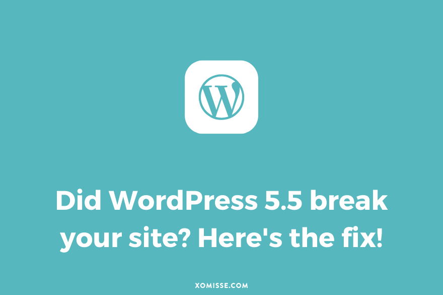 WordPress version 5.5 or 5.6 broke my site, what now?