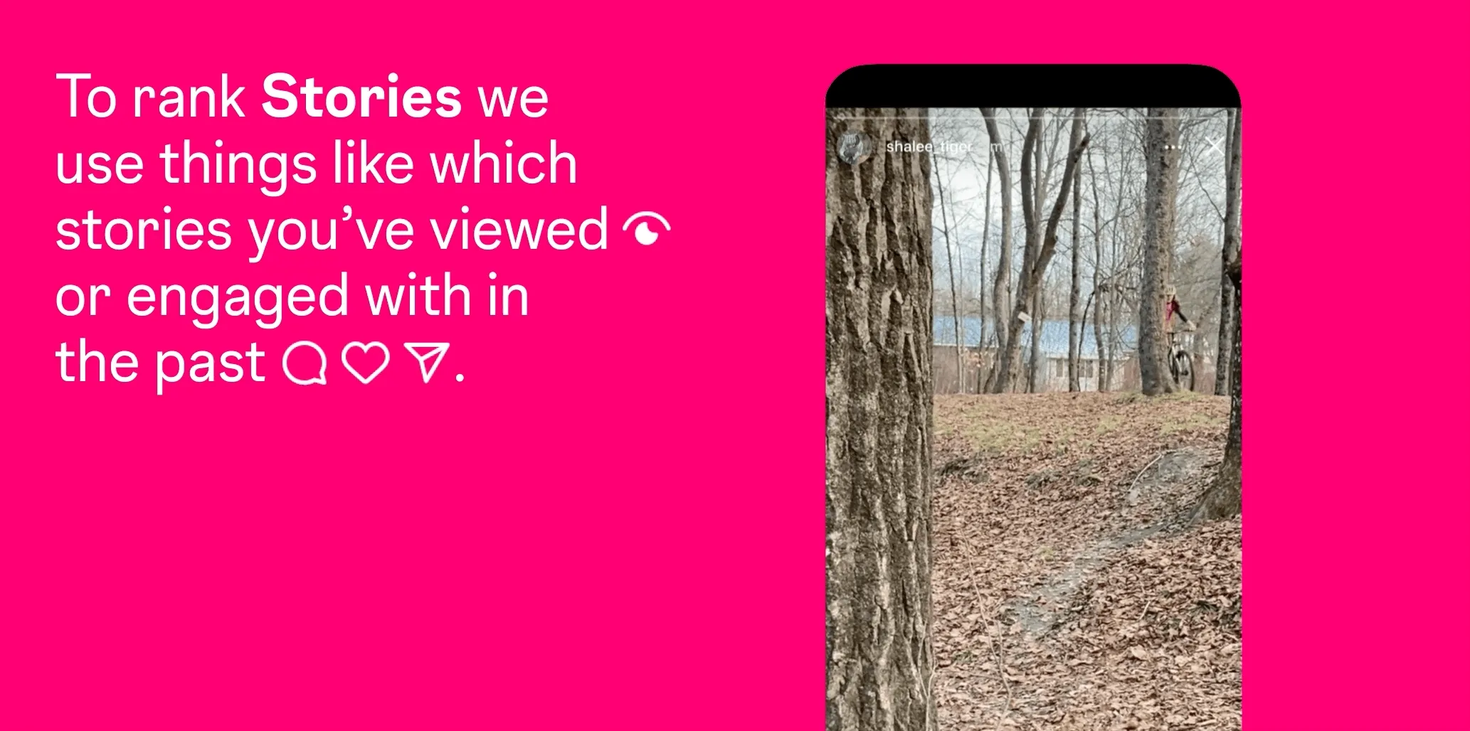 Animation showing how Instagram Stories are ranked by closeness and viewing history