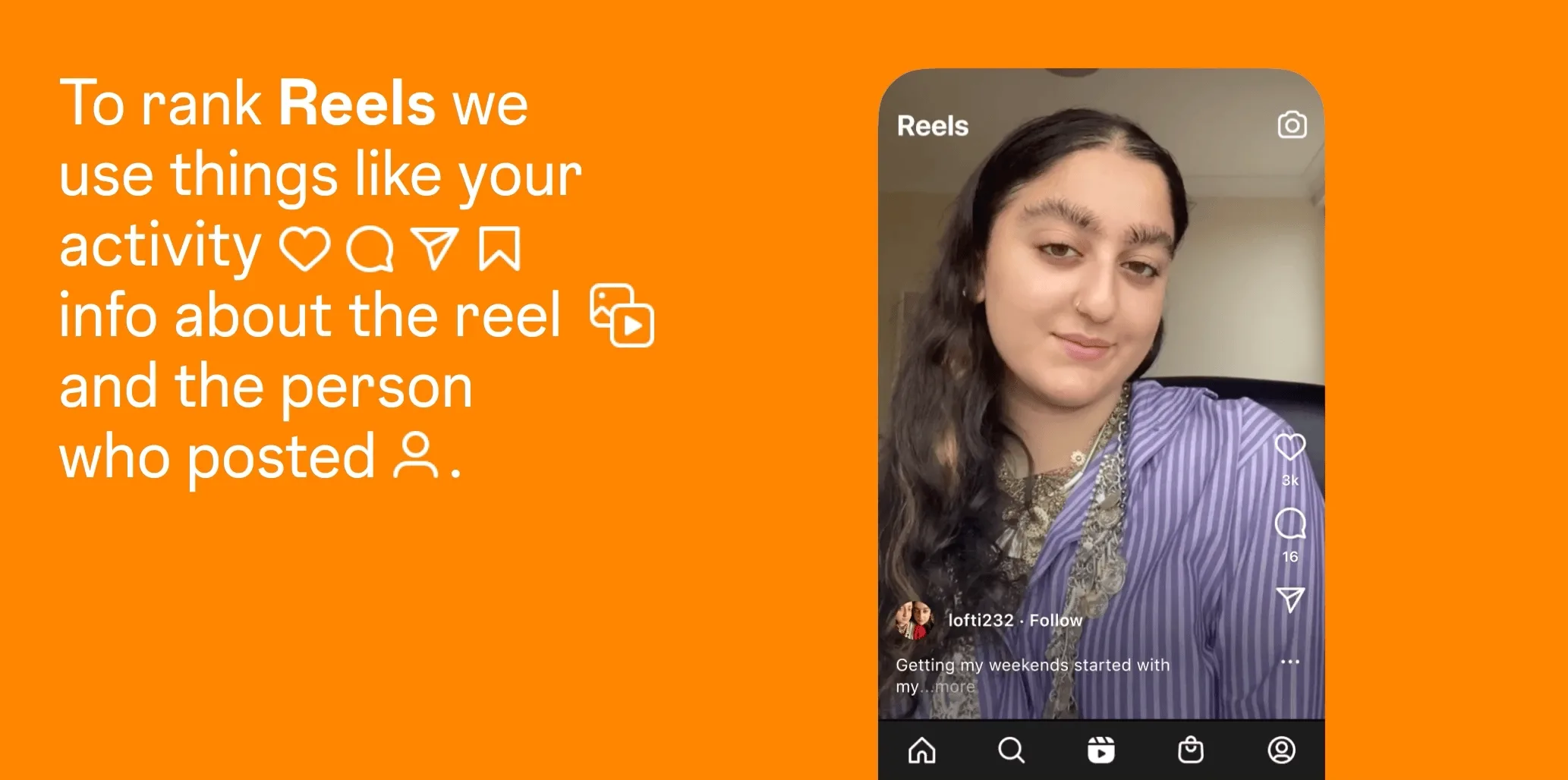Animation showing how the Instagram Reels algorithm ranks content for discovery