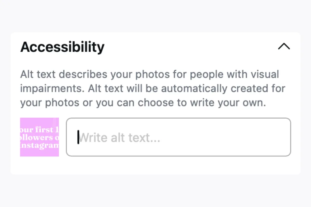 Adding alt text to your Instagram posts to explain what's in the image or graphic