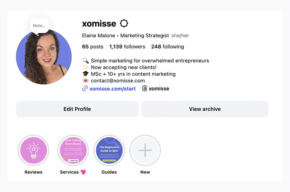 Instagram SEO tip: use keywords in your bio and throughout your profile